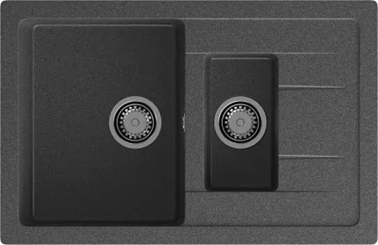 Мойка кухонная GranFest QUADRO GF-Q-775KL 1.5-чаш+крыло 765*495мм графит, мрамор