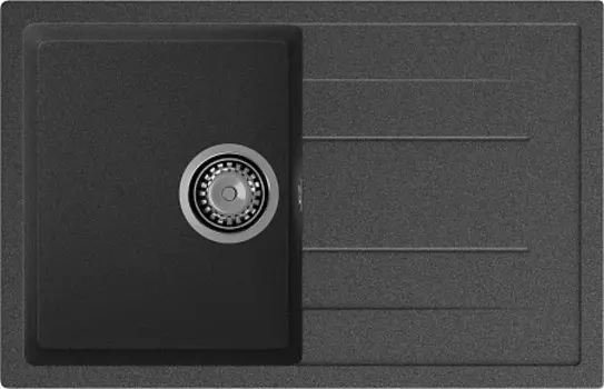 Мойка кухонная GranFest QUADRO GF-Q-780L чаша с крылом 770*495 мм графит, мрамор