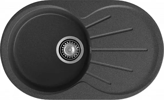 Мойка кухонная GranFest RONDO GF-R-750L чаша с крылом 750*460мм графит, мрамор