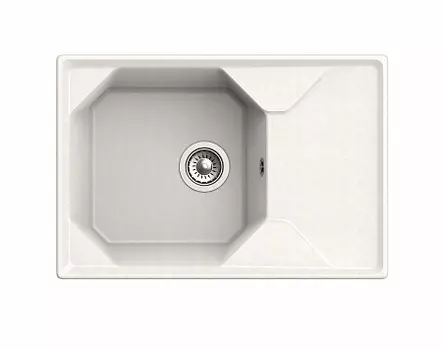Мойка кухонная GranFest UNIQUE GF-U-740L чаш+кр 740*500мм белый, мрамор
