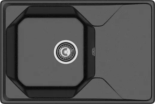 Мойка кухонная GranFest UNIQUE GF-U-740L чаш+кр 740*500мм черный, мрамор