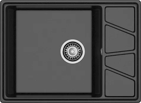 Мойка кухонная GranFest VERTEX GF-V-680L чаш+кр 680*500мм, черный, мрамор