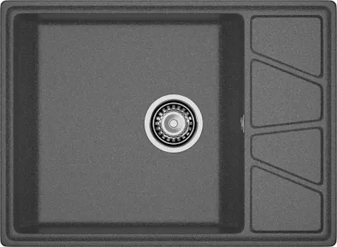 Мойка кухонная GranFest VERTEX GF-V-680L чаш+кр 680*500мм, графит, мрамор