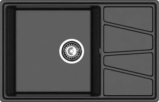 Мойка кухонная GranFest VERTEX GF-V-780L чаша с крылом 780*500мм черный, мрамор