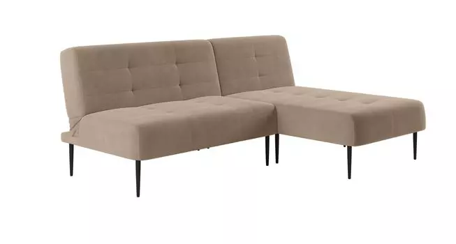 Monaco диван-кровать с шезлонгом, без подлокотников, бархат бежевый 5