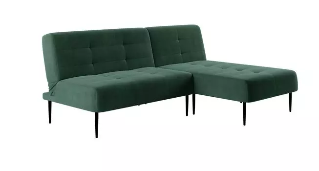Monaco диван-кровать с шезлонгом, без подлокотников, бархат зеленый 19