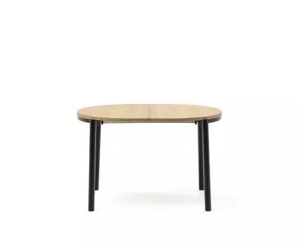 Montuiri круглый раздвижной стол из дубового шпона и черной стали