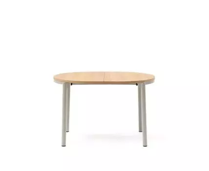 Montuiri круглый раздвижной стол из дубового шпона и белой стали