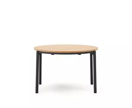 Montuiri раздвижной круглый стол из дубового шпона с черными ножками