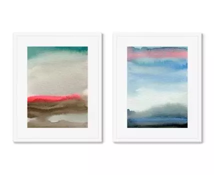 Набор из 2-х репродукций картин в раме Earth colors, No4 (Белый, 52)