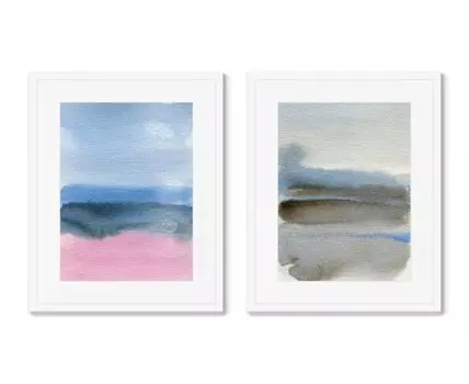Набор из 2-х репродукций картин в раме Landscape colors, No1 (Белый, 52)