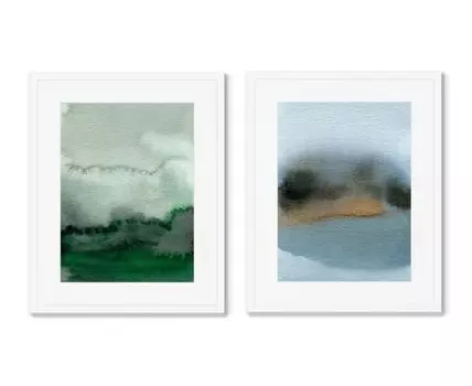 Набор из 2-х репродукций картин в раме Autumn colors No1 (Белый, 52)