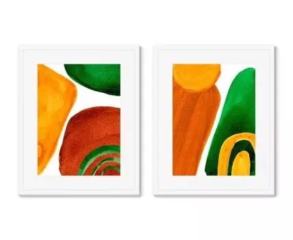 Набор из 2-х репродукций картин в раме Forms and colors, composition No4 (Белый, 52)