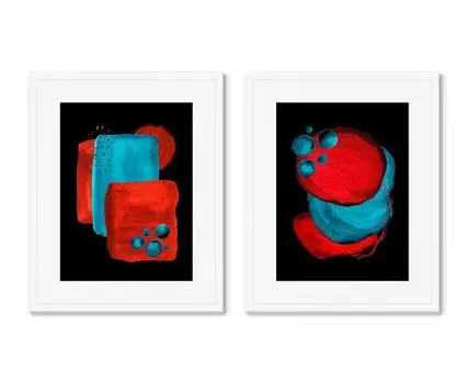 Набор из 2-х репродукций картин в раме Forms and colors, composition No11 (Белый, 52)