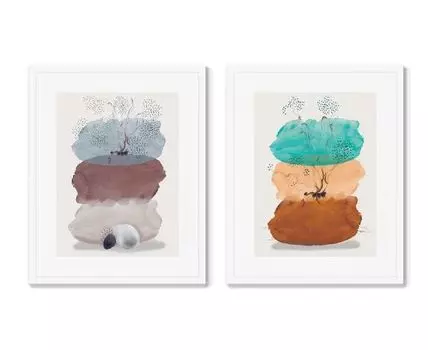 Набор из 2-х репродукций картин в раме The birth of Life, Composition No1 (Белый, 52)