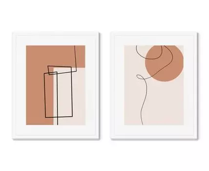 Набор из 2-х репродукций картин в раме Sunny day in the City (Белый, 52)