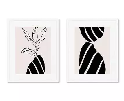 Набор из 2-х репродукций картин в раме Two sidekicks (Белый, 52)