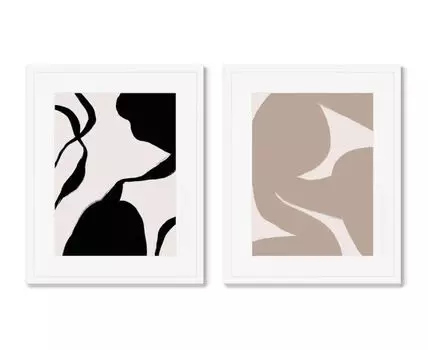 Набор из 2-х репродукций картин в раме Unity and Opposites (Белый, 52)