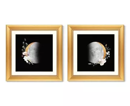 Набор из 2-х репродукций картин в раме Lunar composition, No3 (золотистый, 60,5)