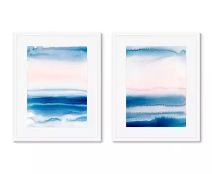 Набор из 2-х репродукций картин в раме Breeze from the seaside (Белый, 52)