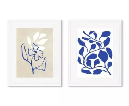 Набор из 2-х репродукций картин в раме Coloristics, Composition No8 (Белый, 52)