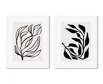 Набор из 2-х репродукций картин в раме Coloristics, Composition No10 (Белый, 52)