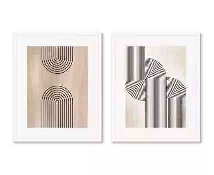 Набор из 2-х репродукций картин в раме The Play of Forms No3 (Белый, 52)