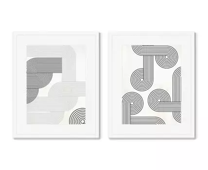 Набор из 2-х репродукций картин в раме The Play of Forms No4 (Белый, 52)