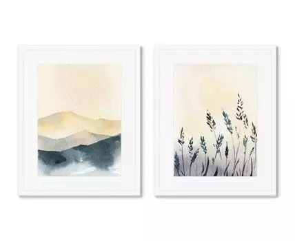 Набор из 2-х репродукций картин в раме Hot summer air (Белый, 52)