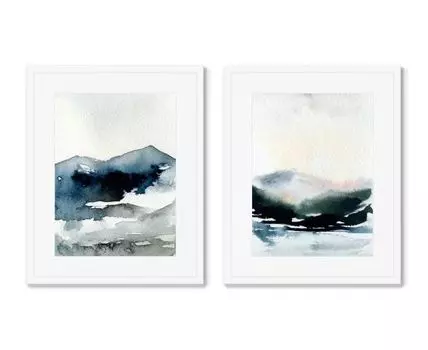 Набор из 2-х репродукций картин в раме Nordic landscape (Белый, 52)