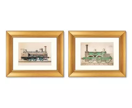 Набор из 2-х репродукций картин в раме Hercules locomotive, 1843г. (золотистый, 40,5)