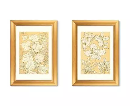 Набор из 2-х репродукций картин в раме Grammar of Ornament №2, 1856г. (золотистый, 50,5)