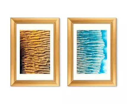 Набор из 2-х репродукций картин в раме Кратер Перистые гребни, фото с орбиты Марса, 2014г. (золотистый, 50,5)