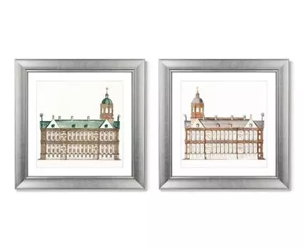 Набор из 2-х репродукций картин в раме The City Hall in Amsterdam, 1701г. (мультиколор, 60,5)