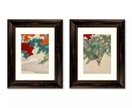 Набор из 2-х репродукций картин в раме Maple from Momoyogusa–Flowers, 1910г. (темно-коричневый, 40,5)
