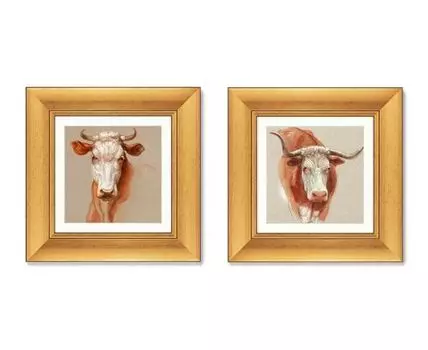 Набор из 2-х репродукций картин в раме Bride and Groom, 1871г. (золотистый, 35,5)