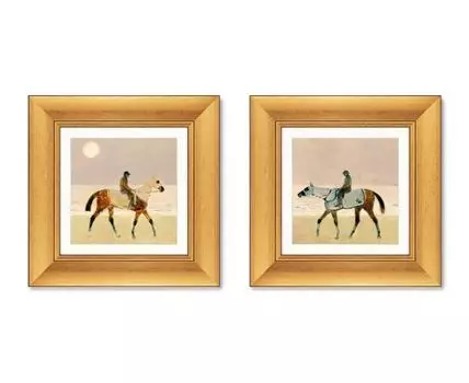 Набор из 2-х репродукций картин в раме Riders on the Beach, 1892г. (золотистый, 35,5)