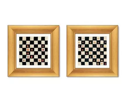 Набор из 2-х репродукций картин в раме Book of Chess II, Northern France, 14 век. (золотистый, 35,5)