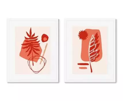 Набор из 2-х репродукций картин в раме Antique shape No3 (Белый, 52)