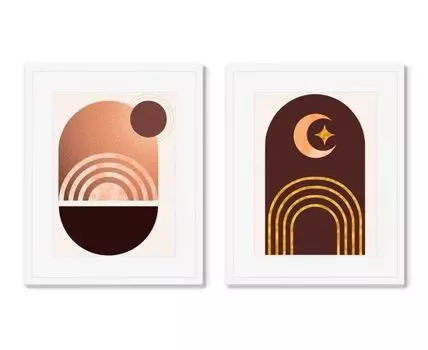 Набор из 2-х репродукций картин в раме Day and Night (Белый, 52)