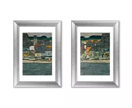 Набор из 2-х репродукций картин в раме Casas junto al rio. La ciudad vieja, 1914г. (мультиколор, 50,5)