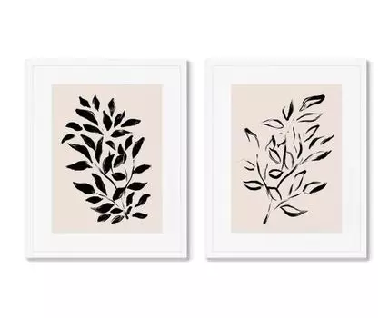 Набор из 2-х репродукций картин в раме Blooming, No4 (Белый, 52)