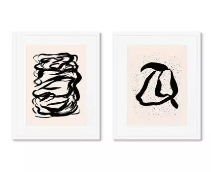 Набор из 2-х репродукций картин в раме Toreo! (Белый, 52)