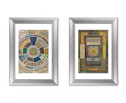 Набор из 2-х репродукций картин в раме Grammar of Ornament №4, 1856г. (мультиколор, 50,5)