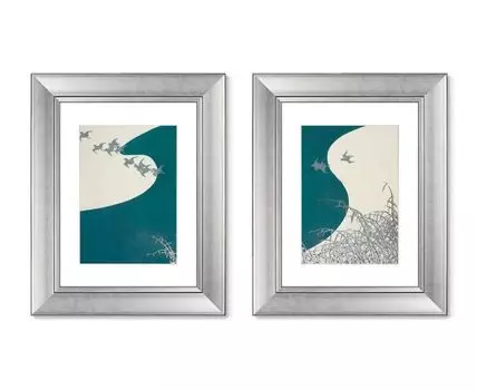 Набор из 2-х репродукций картин в раме Birds from Momoyogusa-Flowers, 1909г. (мультиколор, 40,5)