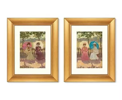 Набор из 2-х репродукций картин в раме In the Park, Paris, 1891г. (золотистый, 40,5)