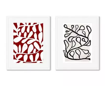 Набор из 2-х репродукций картин в раме Coloristics, Composition No6 (Белый, 52)