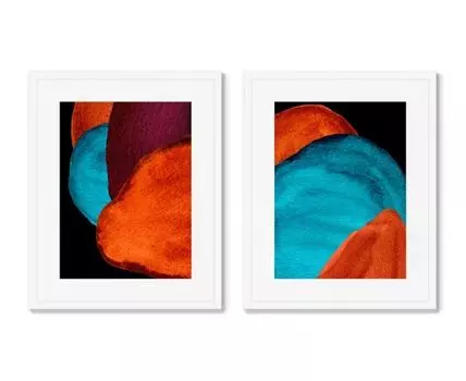 Набор из 2-х репродукций картин в раме Forms and colors, composition No12 (Белый, 52)
