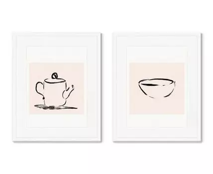 Набор из 2-х репродукций картин в раме Tea ceremony (Белый, 52)