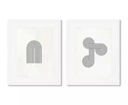 Набор из 2-х репродукций картин в раме The Play of Forms No5 (Белый, 52)